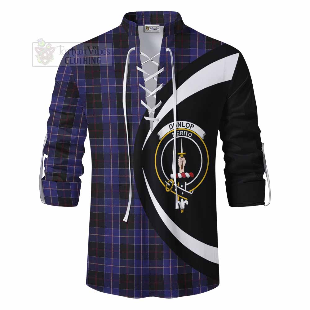 Dunlop Tartan Ghillie Kilt Shirt with Family Crest Circle Style - Tartan Vibes Clothing