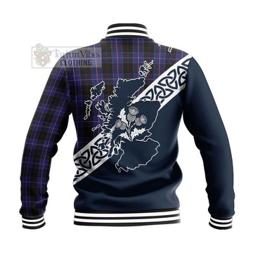 Dunlop Tartan Baseball Jacket Featuring Thistle and Scotland Map