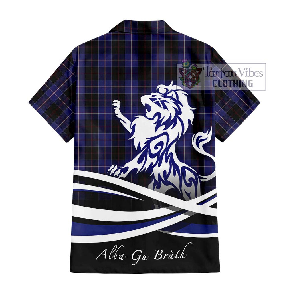 Dunlop Tartan Short Sleeve Button Shirt with Alba Gu Brath Regal Lion Emblem - Tartanvibesclothing Shop