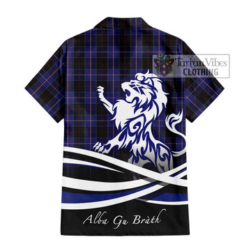 Dunlop Tartan Short Sleeve Button Shirt with Alba Gu Brath Regal Lion Emblem