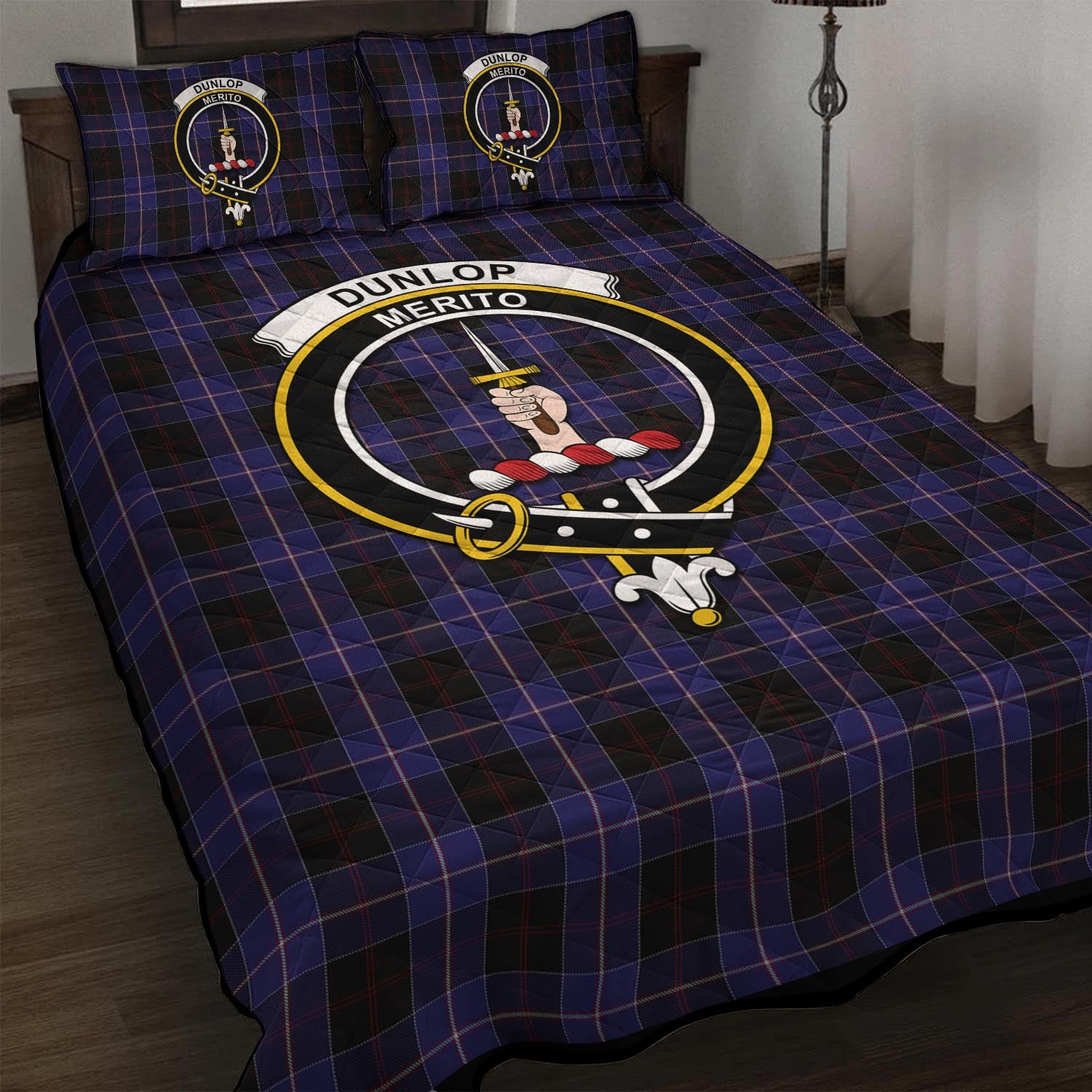 Dunlop Tartan Quilt Bed Set with Family Crest - Tartan Vibes Clothing