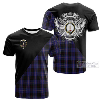 Dunlop Tartan Cotton T-shirt with Family Crest and Military Logo Style