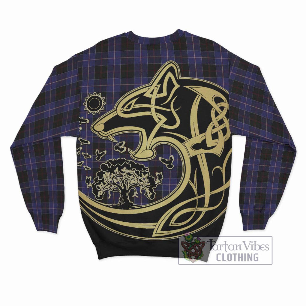 Dunlop Tartan Sweatshirt with Family Crest Celtic Wolf Style - Tartan Vibes Clothing