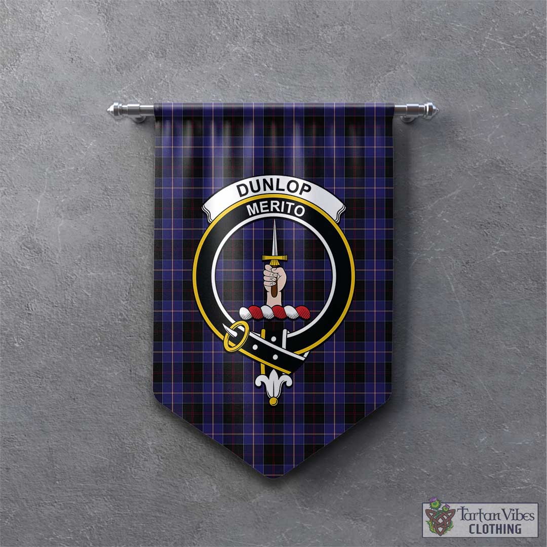 Tartan Vibes Clothing Dunlop Tartan Gonfalon, Tartan Banner with Family Crest