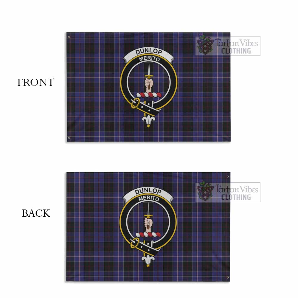 Tartan Vibes Clothing Dunlop Tartan House Flag with Family Crest