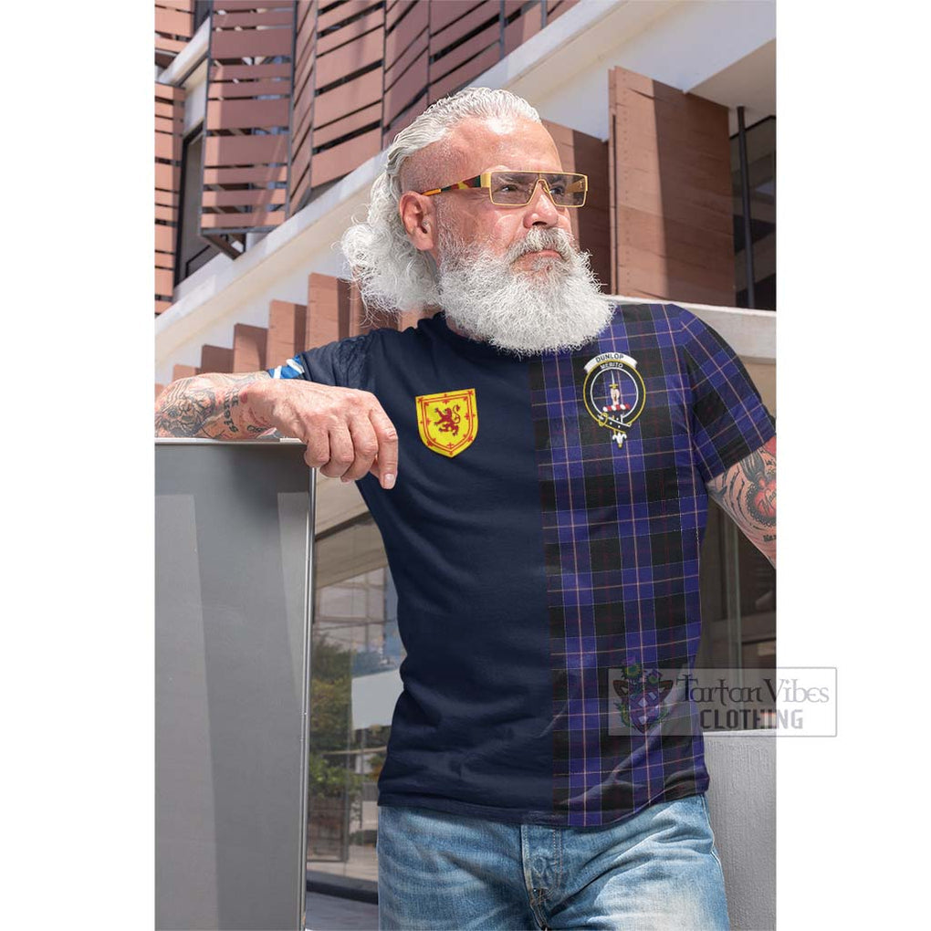 Tartan Vibes Clothing Dunlop Tartan Cotton T-shirt with Scottish Lion Royal Arm Half Style