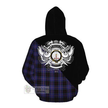 Dunlop Tartan Cotton Hoodie with Family Crest and Military Logo Style