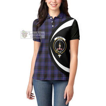 Dunlop Tartan Women's Polo Shirt with Family Crest Circle Style