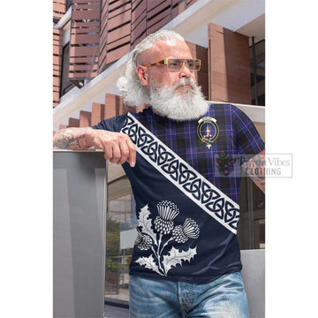 Dunlop Tartan Cotton T-shirt Featuring Thistle and Scotland Map