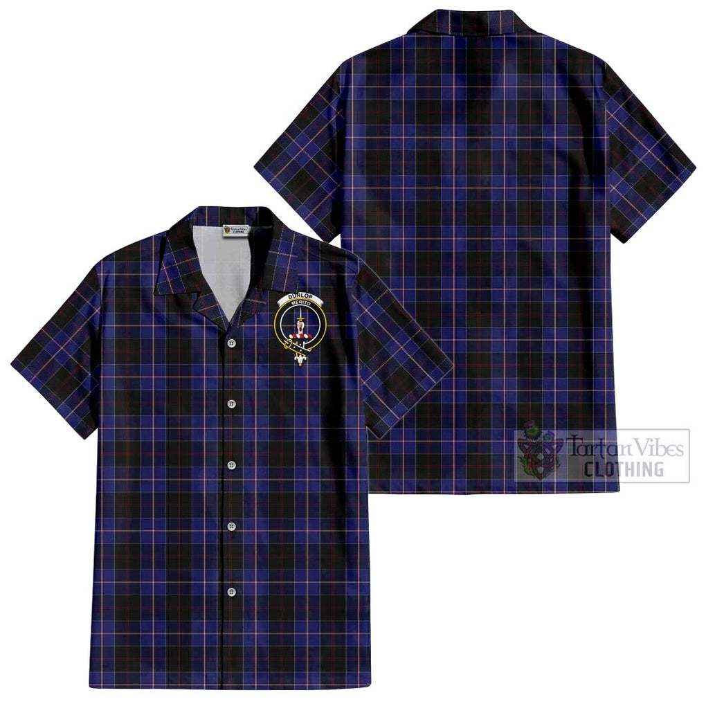 Dunlop Tartan Cotton Hawaiian Shirt with Family Crest Kid - Tartan Vibes Clothing