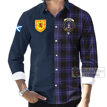 Dunlop Tartan Long Sleeve Button Shirt Alba with Scottish Lion Royal Arm Half Style