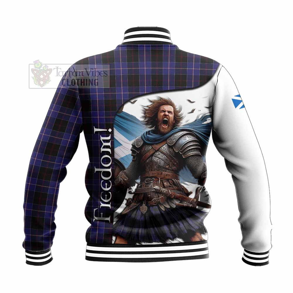 Tartan Vibes Clothing Dunlop Crest Tartan Baseball Jacket Inspired by the Freedom of Scottish Warrior