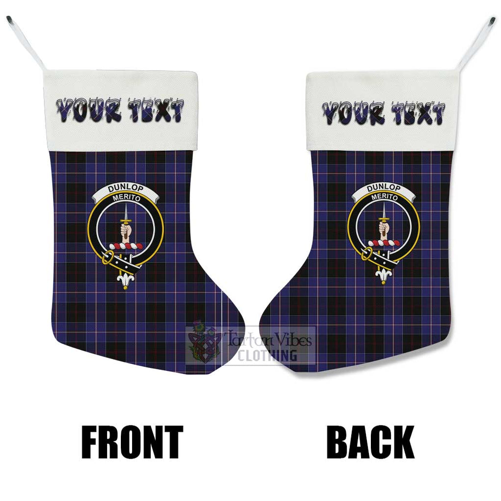 Tartan Vibes Clothing Dunlop Tartan Family Crest Christmas Stocking with Personalized Text