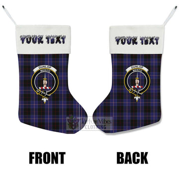 Dunlop Tartan Family Crest Christmas Stocking with Personalized Text