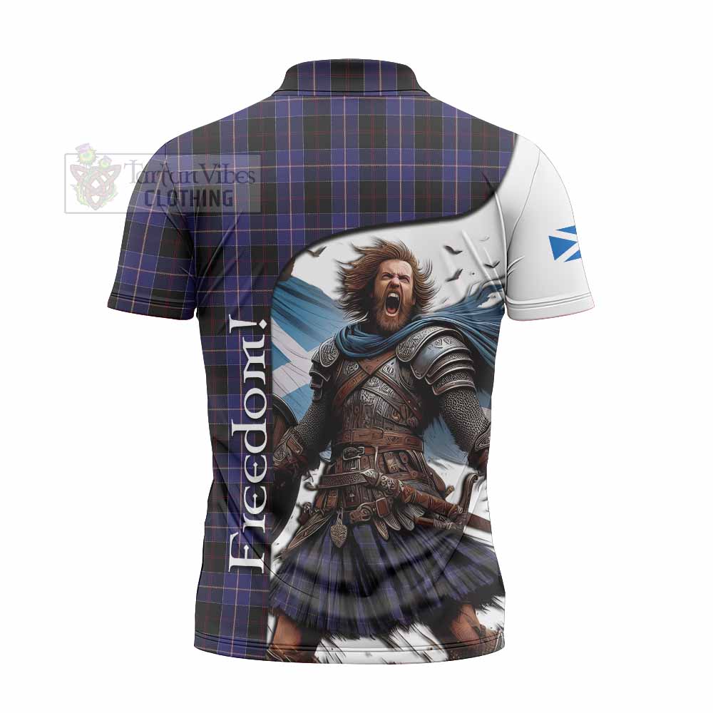 Tartan Vibes Clothing Dunlop Crest Tartan Zipper Polo Shirt Inspired by the Freedom of Scottish Warrior