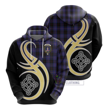 Dunlop Tartan Hoodie with Family Crest and Celtic Symbol Style