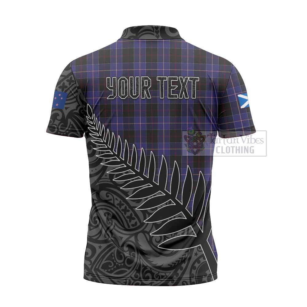 Tartan Vibes Clothing Dunlop Crest Tartan Zipper Polo Shirt with New Zealand Silver Fern Half Style