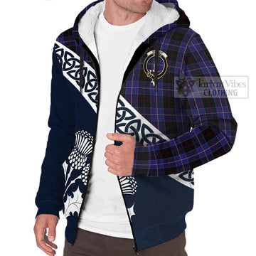 Dunlop Tartan Sherpa Hoodie Featuring Thistle and Scotland Map