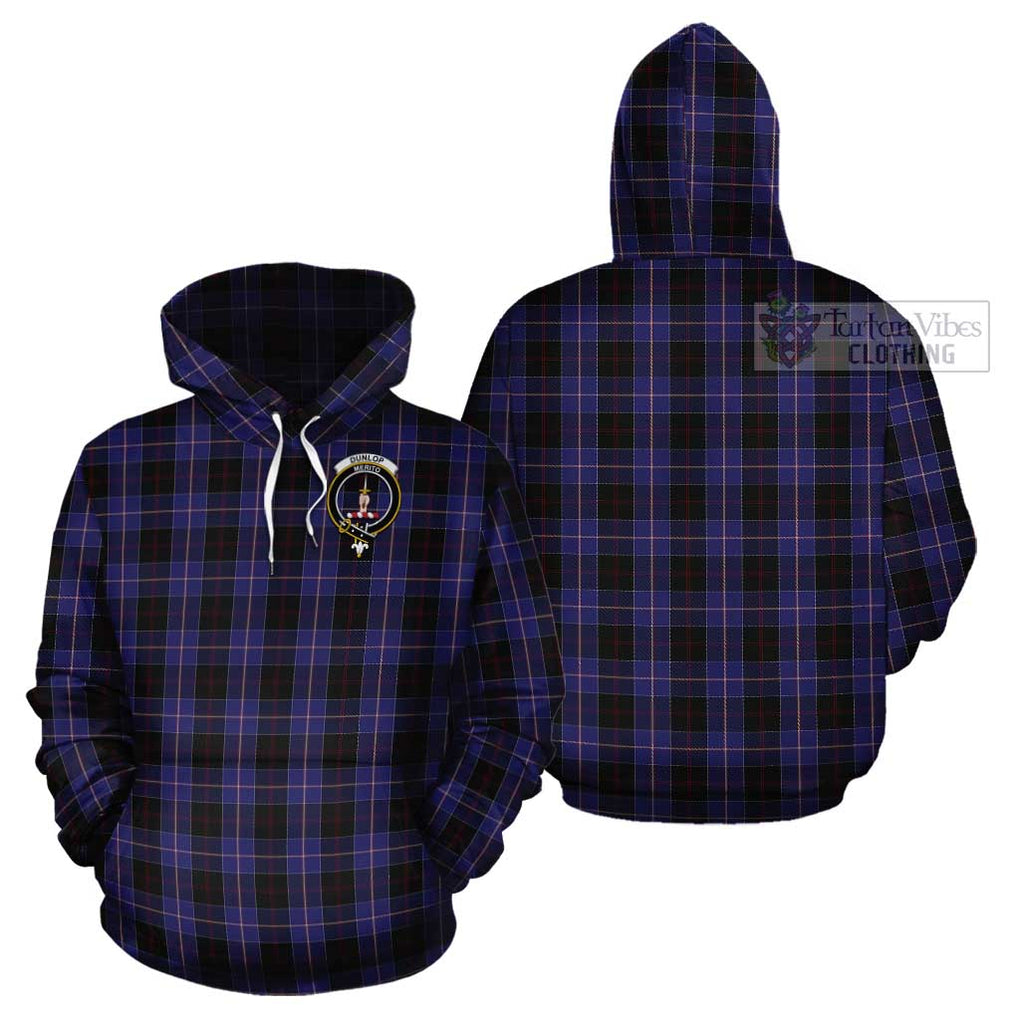 Dunlop Tartan Cotton Hoodie with Family Crest Pullover Hoodie - Tartan Vibes Clothing