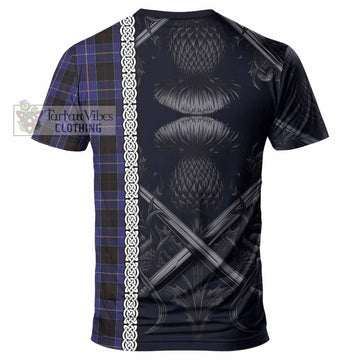 Dunlop Tartan T-Shirt with Family Crest Cross Sword Thistle Celtic Vibes