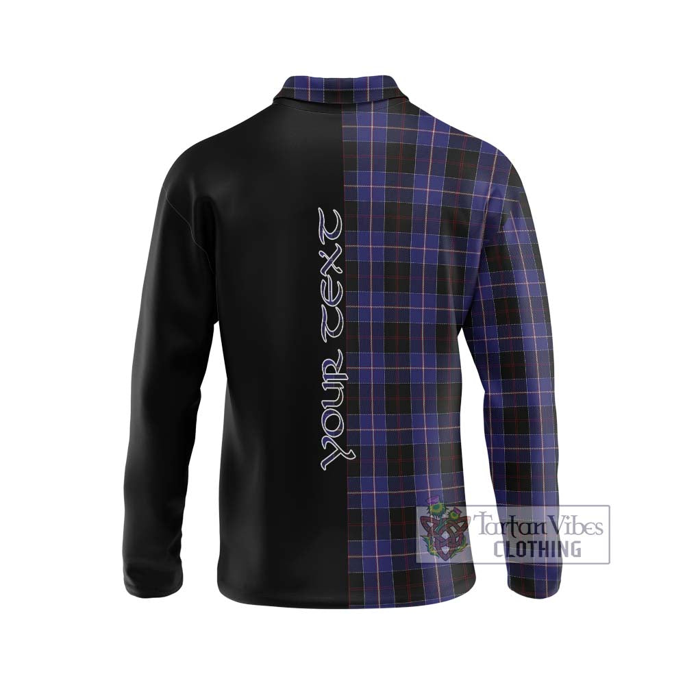 Dunlop Tartan Long Sleeve Polo Shirt with Family Crest and Half Of Me Style - Tartanvibesclothing Shop