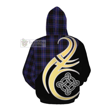 Dunlop Tartan Cotton Hoodie with Family Crest and Celtic Symbol Style