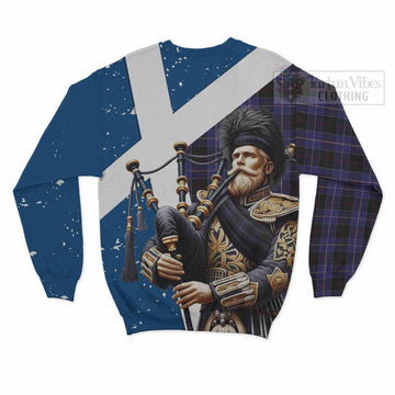 Dunlop Tartan Sweatshirt with Family Crest Scottish Bagpiper Vibes