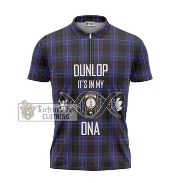 Dunlop Tartan Zipper Polo Shirt with Family Crest DNA In Me Style