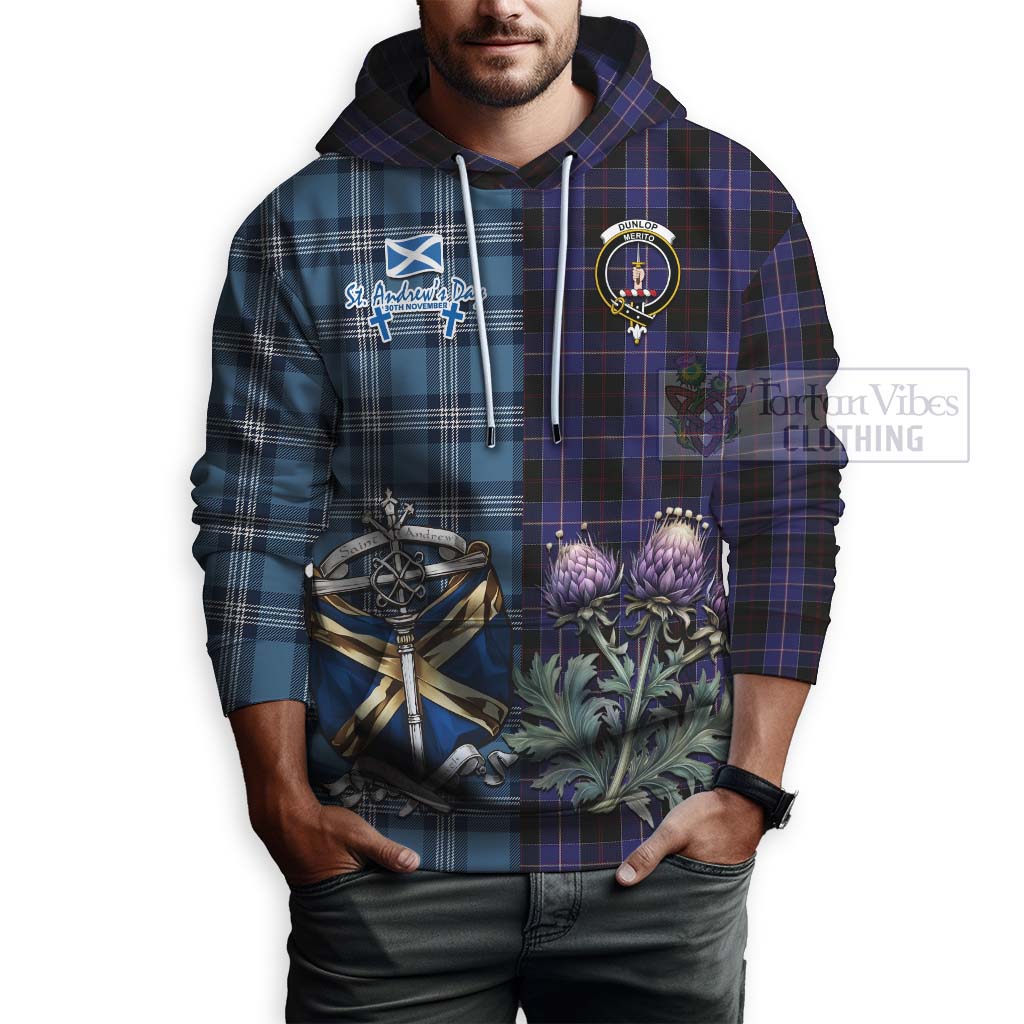 Tartan Vibes Clothing Dunlop Tartan Hoodie Happy St. Andrew's Day Half Tartan Style