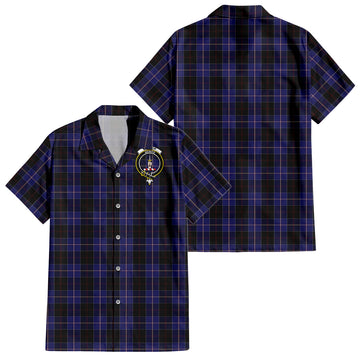 Dunlop Tartan Short Sleeve Button Down Shirt with Family Crest