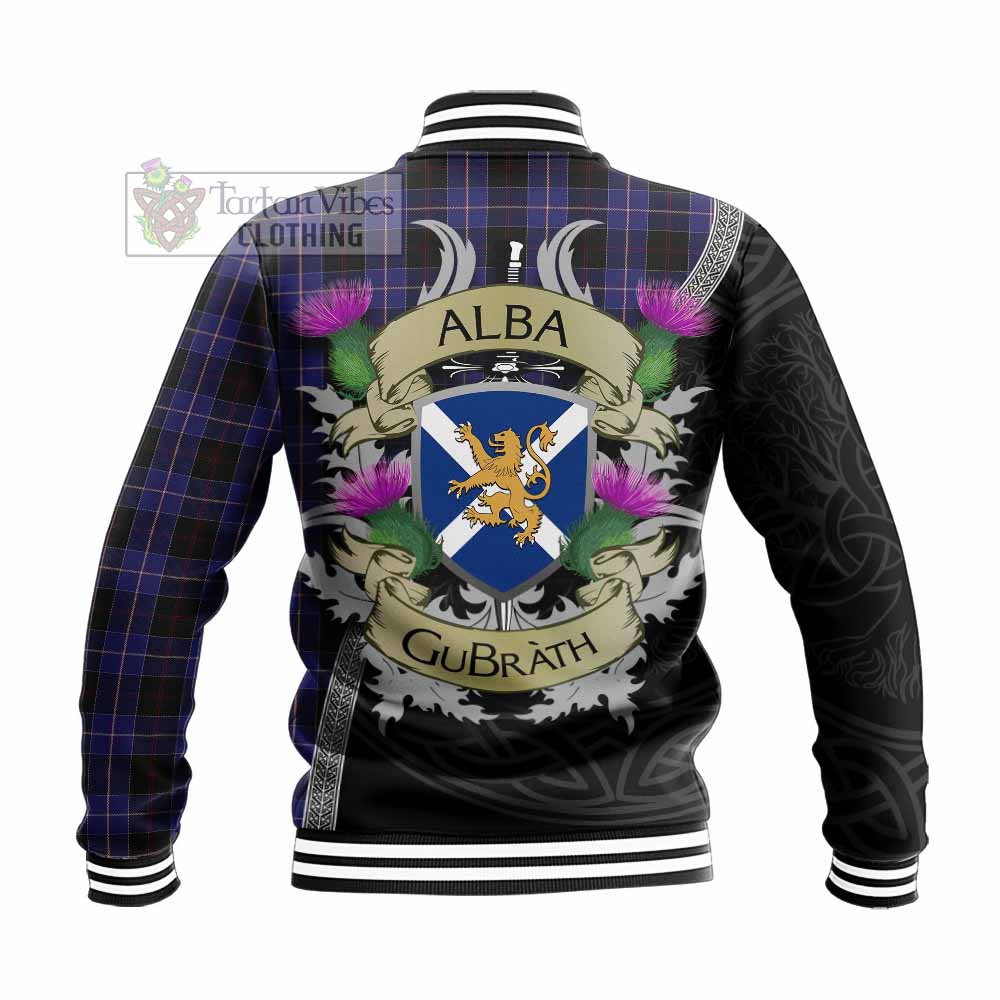 Dunlop Tartan Family Crest Baseball Jacket Lion Rampant Royal Thistle Shield Celtic Inspired - Tartan Vibes Clothing