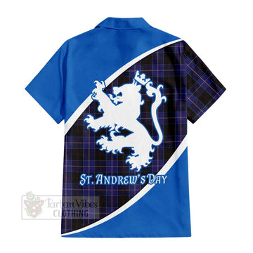 Dunlop Family Crest Tartan Short Sleeve Button Shirt Celebrate Saint Andrew's Day in Style