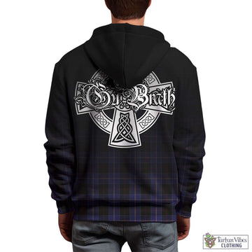 Dunlop Tartan Hoodie Featuring Alba Gu Brath Family Crest Celtic Inspired