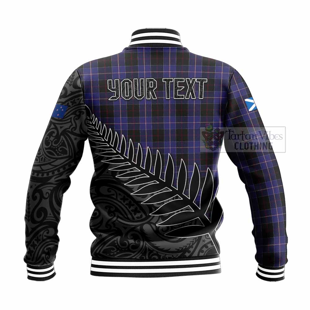 Tartan Vibes Clothing Dunlop Crest Tartan Baseball Jacket with New Zealand Silver Fern Half Style