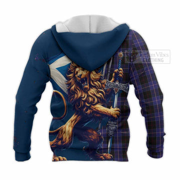 Dunlop Tartan Family Crest Knitted Hoodie with Scottish Majestic Lion