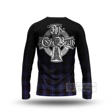 Dunlop Tartan Long Sleeve T-Shirt Featuring Alba Gu Brath Family Crest Celtic Inspired