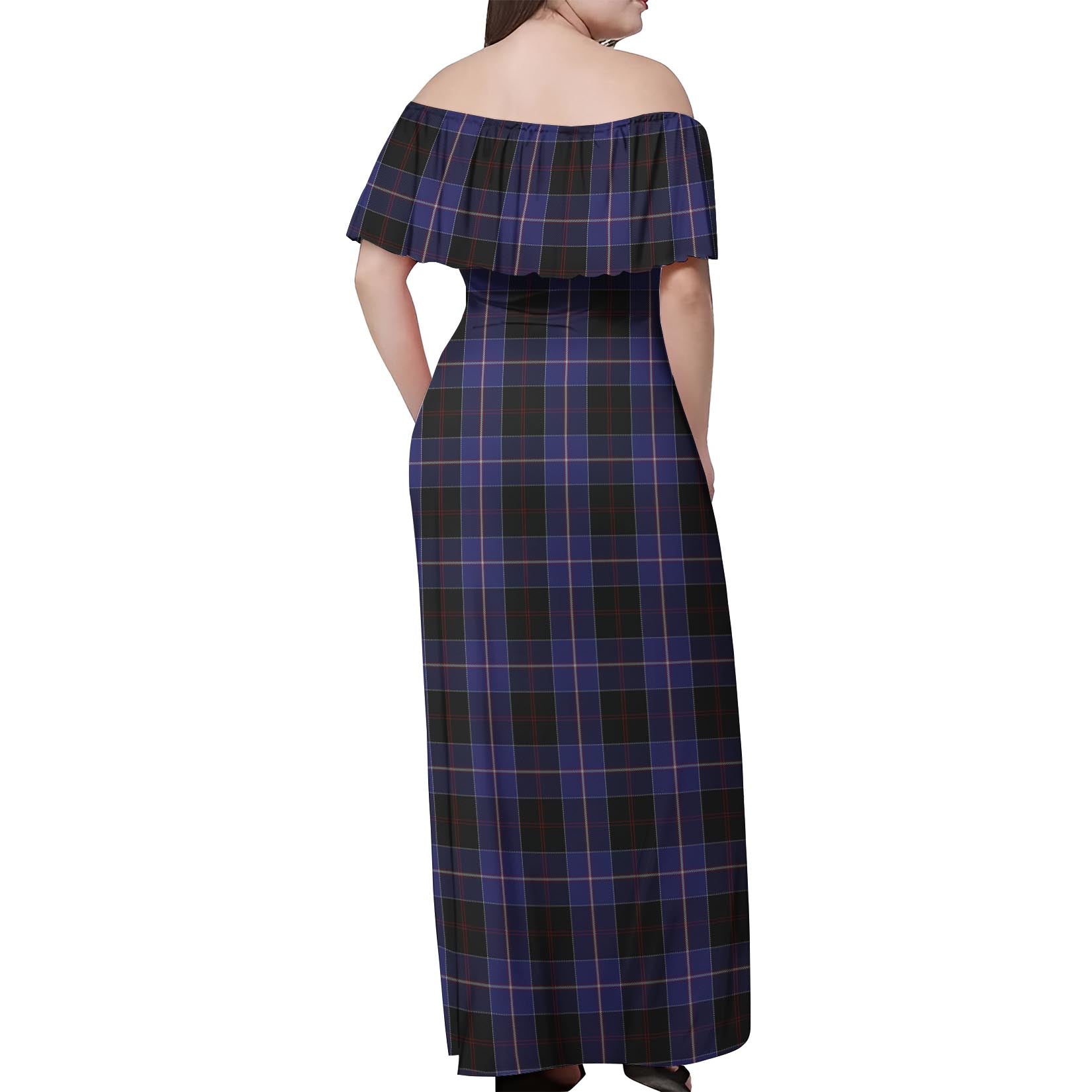 Dunlop Tartan Off Shoulder Long Dress - Tartanvibesclothing