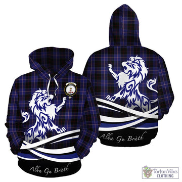 Dunlop Tartan Hoodie with Alba Gu Brath Regal Lion Emblem