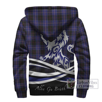 Dunlop Tartan Sherpa Hoodie with Alba Gu Brath Regal Lion Emblem