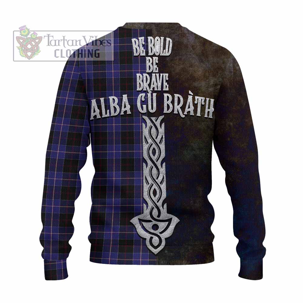 Dunlop Tartan Family Crest Knitted Sweater Alba Gu Brath Be Brave Lion Ancient Style - Tartan Vibes Clothing