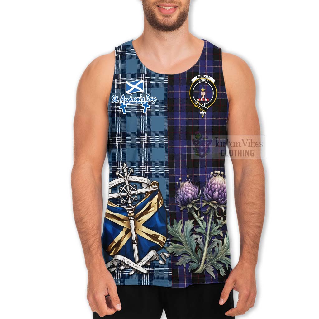 Dunlop Tartan Men's Tank Top Happy St. Andrew's Day Half Tartan Style - Tartan Vibes Clothing