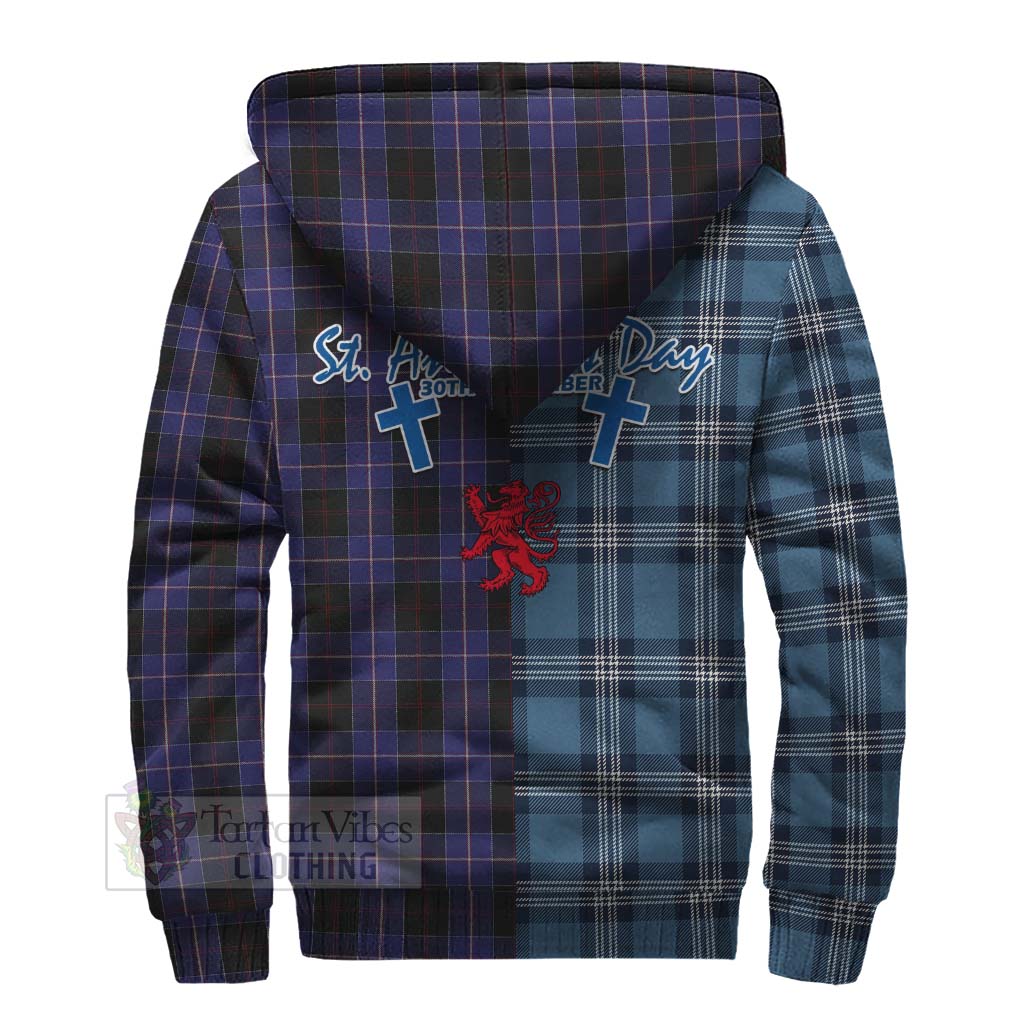 Tartan Vibes Clothing Dunlop Tartan Sherpa Hoodie Happy St. Andrew's Day Half Tartan Style