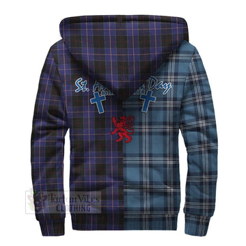 Dunlop Tartan Sherpa Hoodie Happy St. Andrew's Day Half Tartan Style