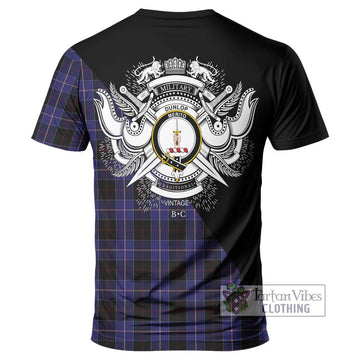 Dunlop Tartan T-Shirt with Family Crest and Military Logo Style