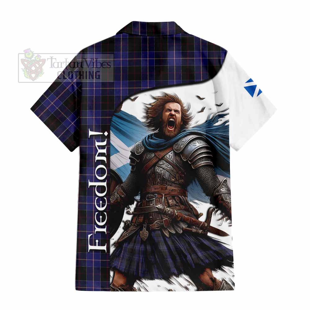 Tartan Vibes Clothing Dunlop Crest Tartan Short Sleeve Button Shirt Inspired by the Freedom of Scottish Warrior