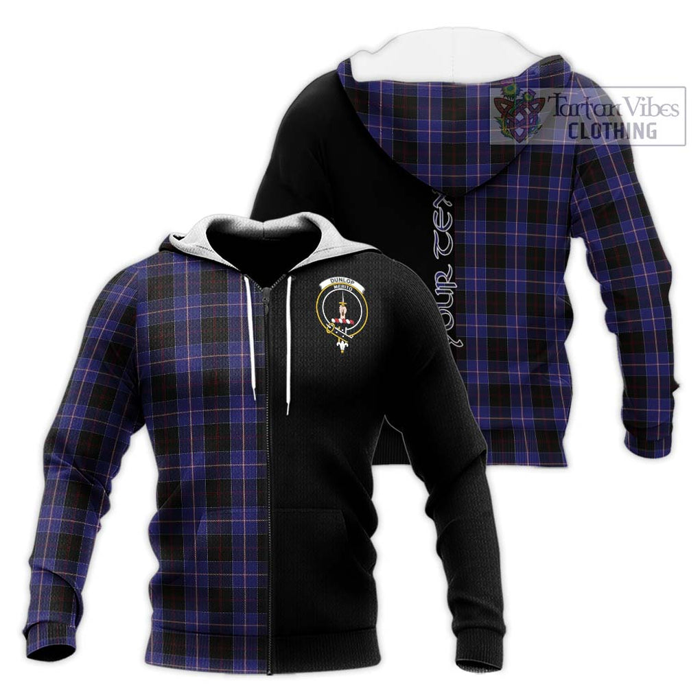 Dunlop Tartan Knitted Hoodie with Family Crest and Half Of Me Style Unisex Knitted Zip Hoodie - Tartanvibesclothing Shop