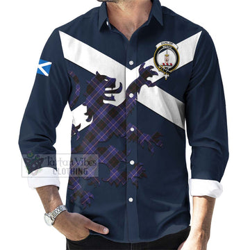 Dunlop Tartan Lion Rampant Long Sleeve Button Shirt Proudly Display Your Heritage with Alba Gu Brath and Clan Name