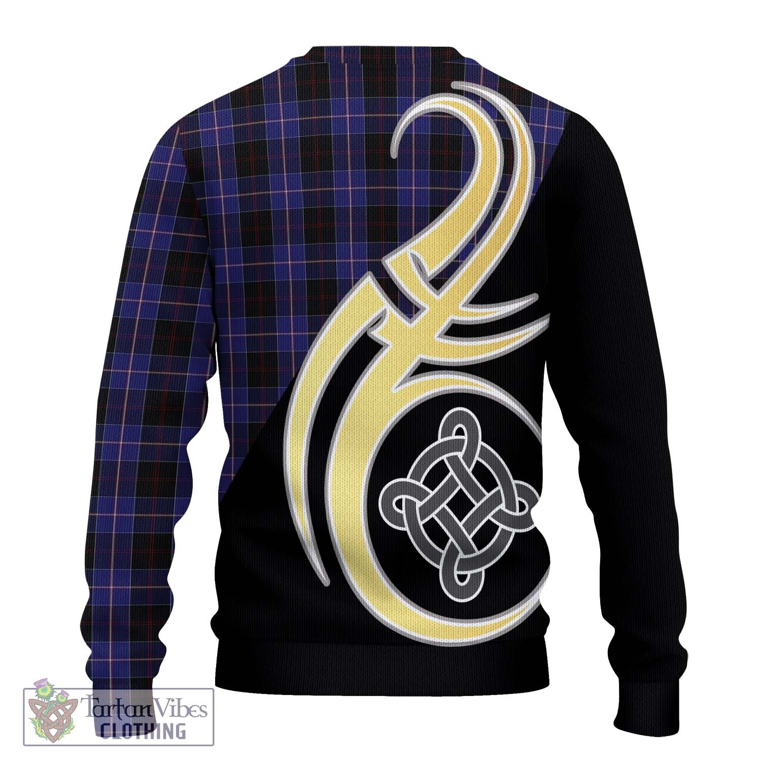 Dunlop Tartan Knitted Sweater with Family Crest and Celtic Symbol Style - Tartan Vibes Clothing