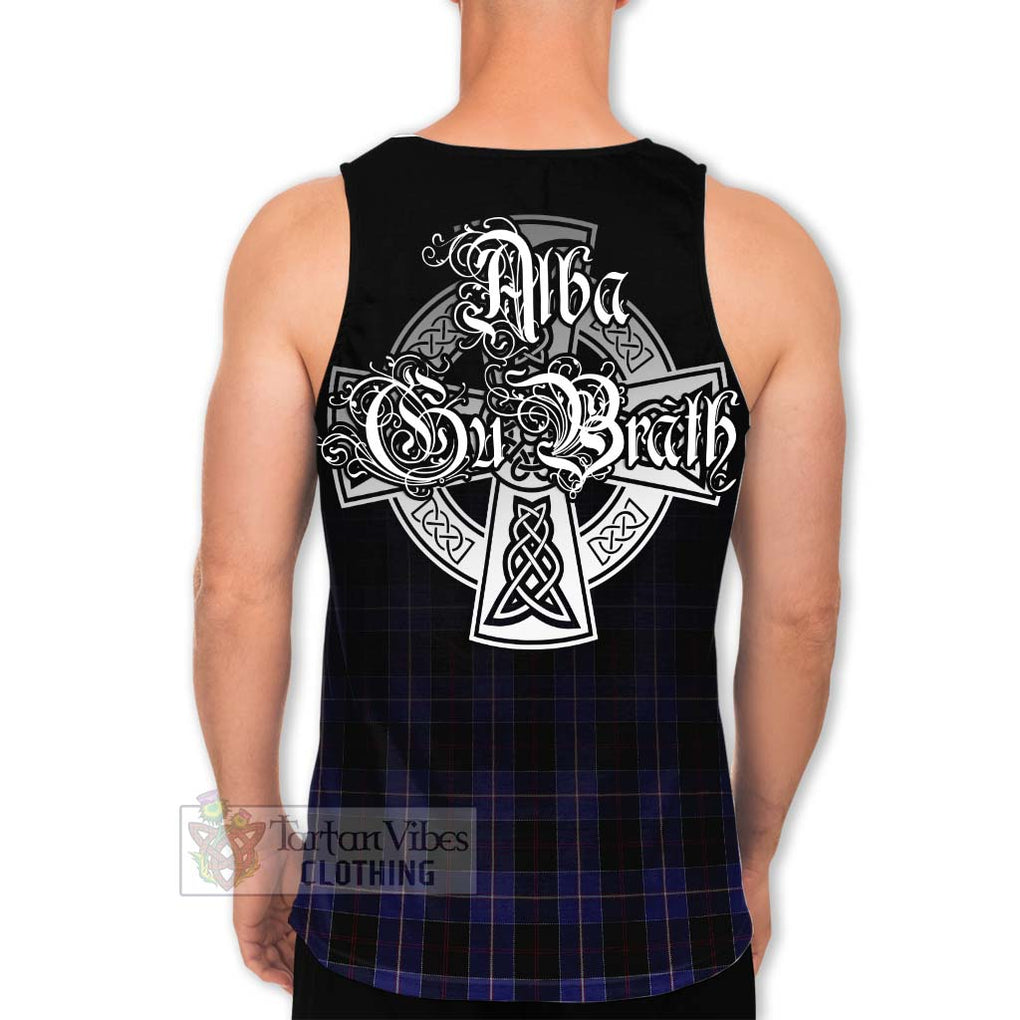 Tartan Vibes Clothing Dunlop Tartan Men's Tank Top Featuring Alba Gu Brath Family Crest Celtic Inspired