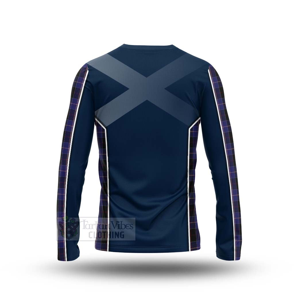 Tartan Vibes Clothing Dunlop Tartan Long Sleeve T-Shirt with Family Crest and Scottish Thistle Vibes Sport Style